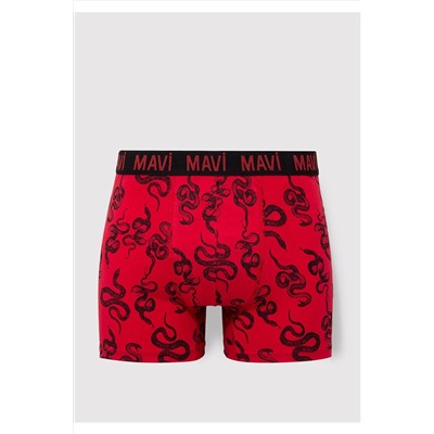 Mavi Yılan Baskılı Kırmızı Boxer 0911056-82677