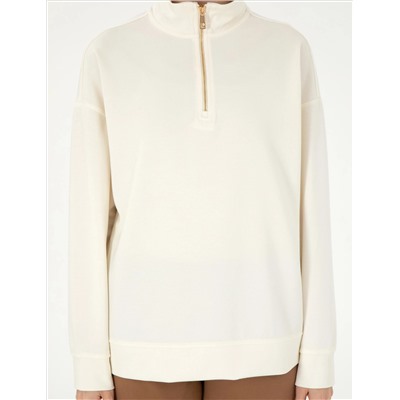 Ekru Regular Fit Modal Kumaş Sweatshirt