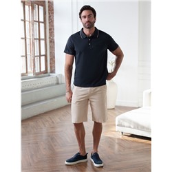 Футболка поло с плетеным воротником на пуговицах из эластичного хлопка