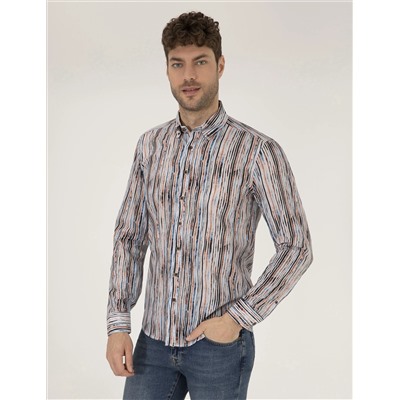 Lacivert Slim Fit Uzun Kollu Gömlek