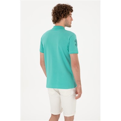 Erkek Slim Fit Polo Yaka Mint Basic Tişört