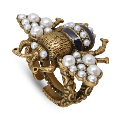 Кольцо (Майорка белая, эмаль черная; покрытие античное золото), Есть комплект