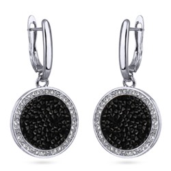 Серьги Галактика (кристаллы SW черные; покрытие родий), Есть комплект