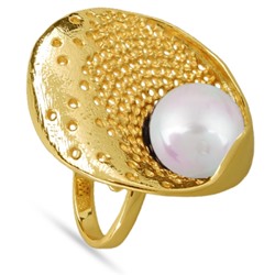 Кольцо (Майорка 14мм белая; покрытие золото), Есть комплект