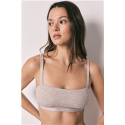 Sujetador top algodón canalé marrón