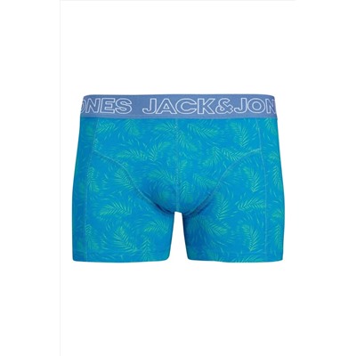 Jack & Jones J&J Jaccanvey Erkek 3'lü Renkli Logolu Açık Mavi Lacivert Mavi Boxer Paketi
