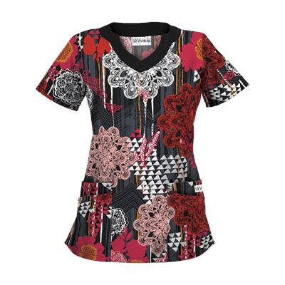 UA Desert Flower Black Scrub Top