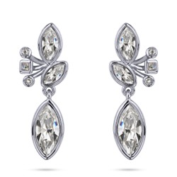 Серьги Эйва (кристаллы SW белые; покрытие родий), Есть комплект