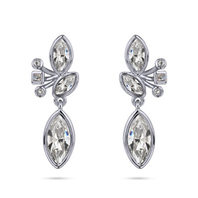 Серьги Эйва (кристаллы SW белые; покрытие родий), Есть комплект