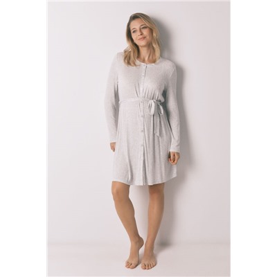 Camisón corto "maternity" canalé super soft gris