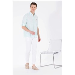 Erkek Su Yeşili Uzun Kollu Basic Gömlek