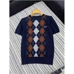 Трикотажный пуловер с коротким рукавом  🩷  МИУ МИ*У