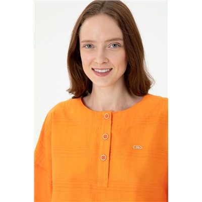 Kadın Turuncu Kısa Kollu Gömlek