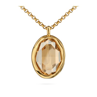 Кулон Грация (кристаллы SW 30х22 шампань; покрытие золото) 90-95см, Есть комплект