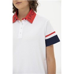 Kadın Beyaz Polo Yaka Tişört