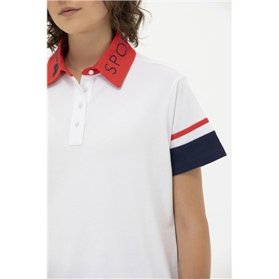 Kadın Beyaz Polo Yaka Tişört