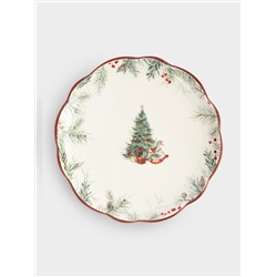 Тарелка закусочная, 20 см, керамика D, белая, Лошадка у елки, Festival