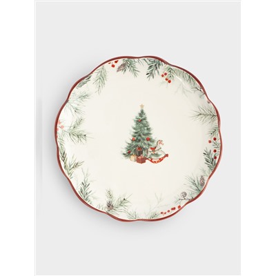 Тарелка закусочная, 20 см, керамика D, белая, Лошадка у елки, Festival