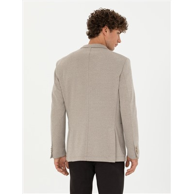 Bej Ekstra Slim Fit Spor Ceket