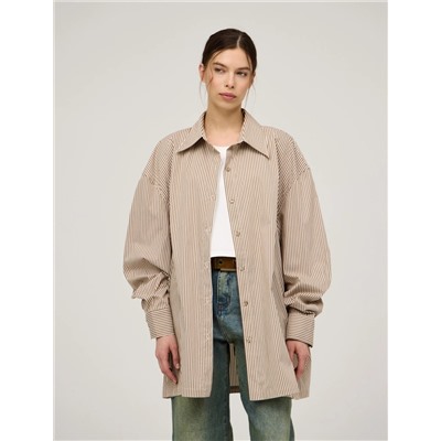Бежевая полосатая рубашка с топом