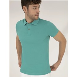 Yeşil Slim Fit Polo Yaka Basic Tişört