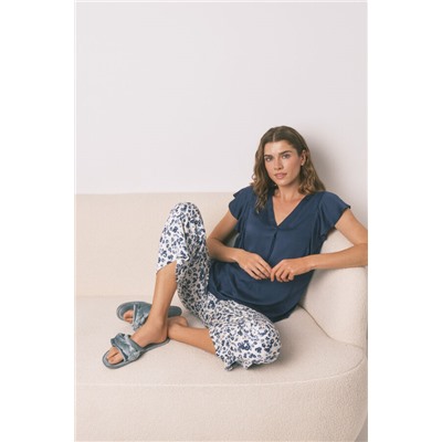 Pijama Capri viscosa floral azul