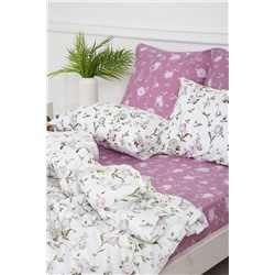 Простыня на резинке поплин Пиония-компаньон