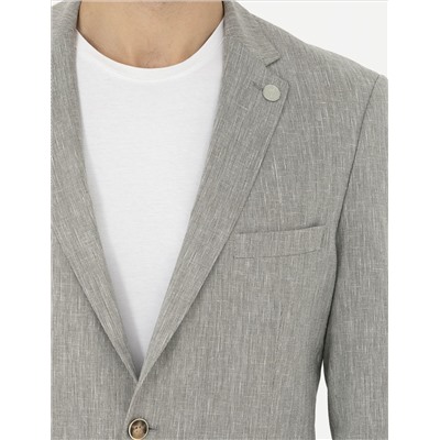 Açık Yeşil Ex. Slim Fit Keten Karışımlı Ceket