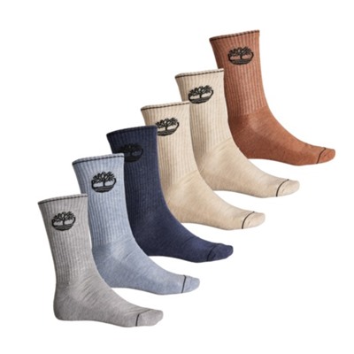 Timberland Statement Logo Cushioned Socks - 6-Pack, Crew (For Men)