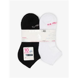 LADIES 10PK BLACK & WHITE ASSORTED LOW CUT SOCKS