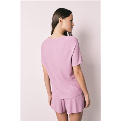 Pijama corto textura waffle rosa