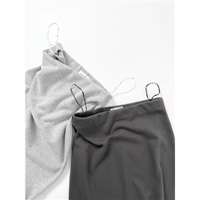 Трикотажный комплект  Топ  с воротником + длинная юбка 2 цвета  ЛАЙ*М