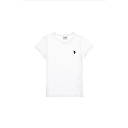 Çocuk Beyaz Bisiklet Yaka Tişört