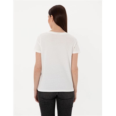 Beyaz Regular Fit V Yaka Basic Tişört