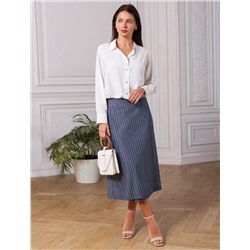 Юбка миди на запАх в полоску из легкого хлопкового поплина