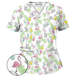 UA Stand Tall White V-Neck Print Scrub Top