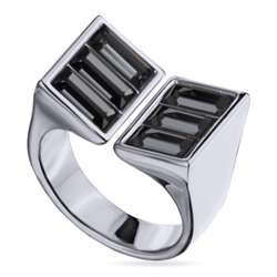 Кольцо Богемия (кристаллы SW темно-серые; покрытие родий), Есть комплект