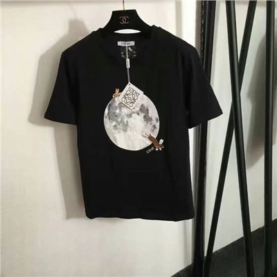 Футболка с короткими рукавами и вышитым лунным принтом Loew* new, черная, SML, [размер M; ширина плеч 43, обхват груди 98, длина рукава 21, длина одежды 65]