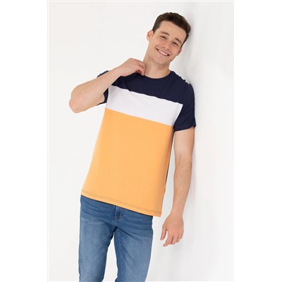 Erkek Turuncu Bisiklet Yaka Tişört