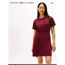 Gold-Button Belted T-Shirt Dress