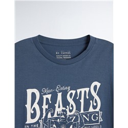 Print T-shirt, Men, Blue