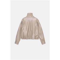LEATHER EFFECT JACKET WITH PLEATS