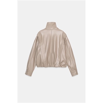 LEATHER EFFECT JACKET WITH PLEATS