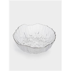 Салатник, 20х8 см, 1,2 л, стекло, с серебристым кантом, мятая фактура, Piano