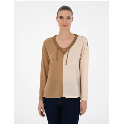 Bej Comfort Fit Örme Bluz