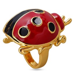 Кольцо Божья коровка (эмаль красная, черная; покрытие золото), Есть комплект