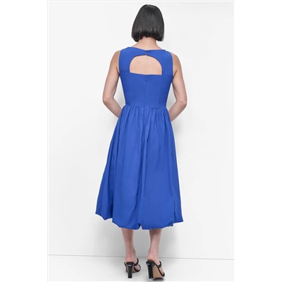 SLEEVELESS BOAT NECK DROP WAIST DRESS