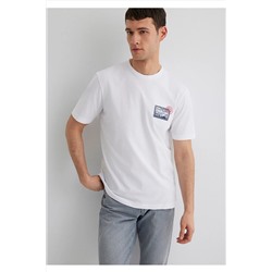 Mavi Baskılı Beyaz Tişört Regular Fit / Normal Kesim 0612998-620