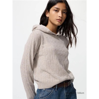 Washable Knit Cable Hoodie