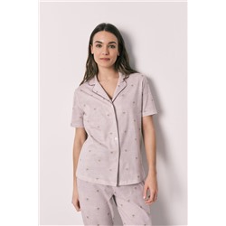 Pijama camisero algodón rayas Grogu